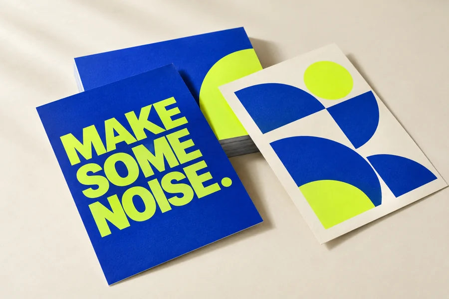 Leaflets & flyers in GotMerch blue and lime
