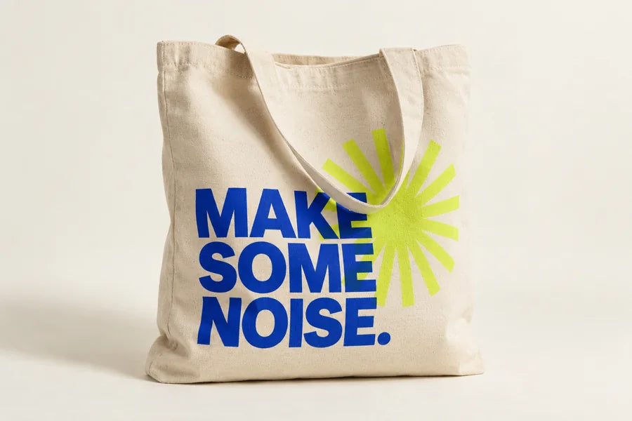 Tote bags in GotMerch blue and lime